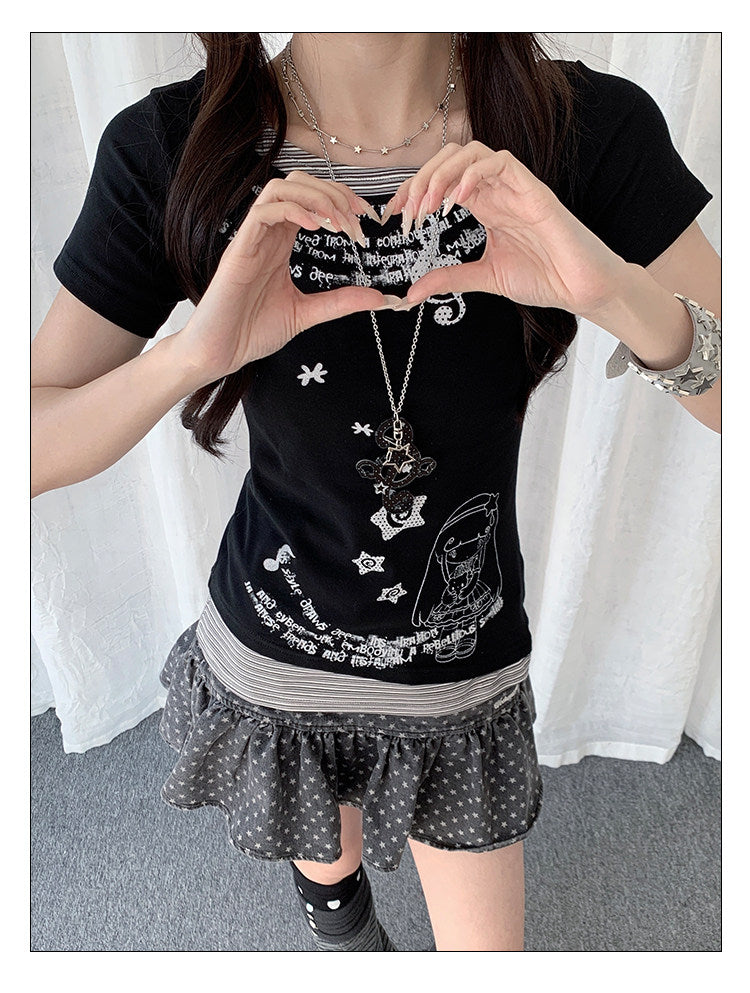 Midnight Melody Layered Graphic Tee