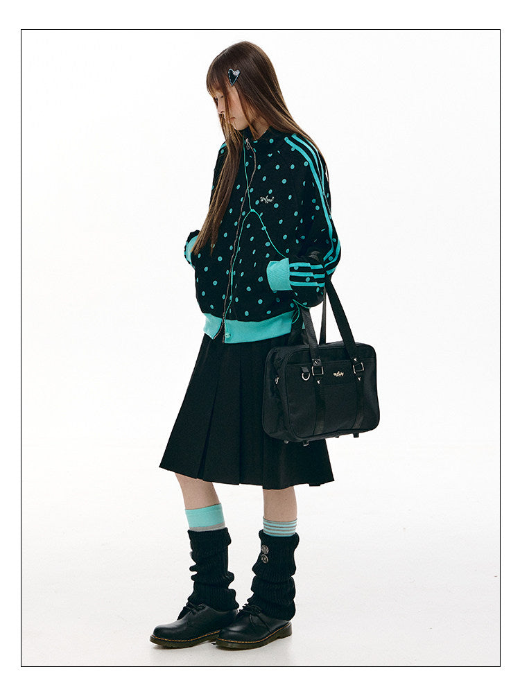 Mint Polka Dot Double-Zip Track Jacket