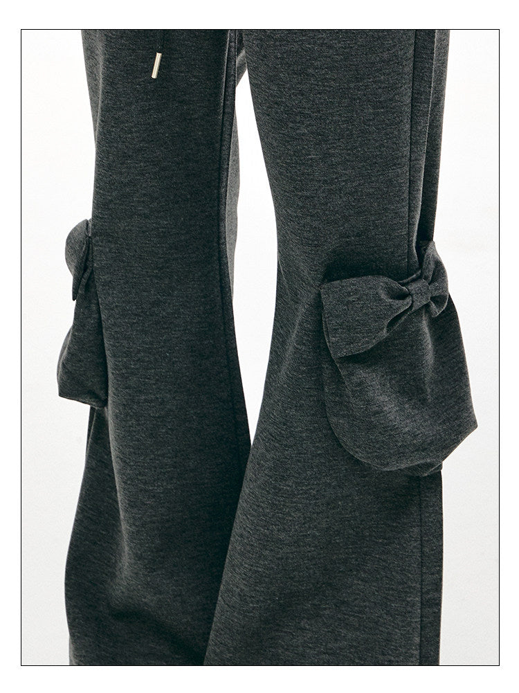 Bow-Pocket Flared Wide-Leg Pants