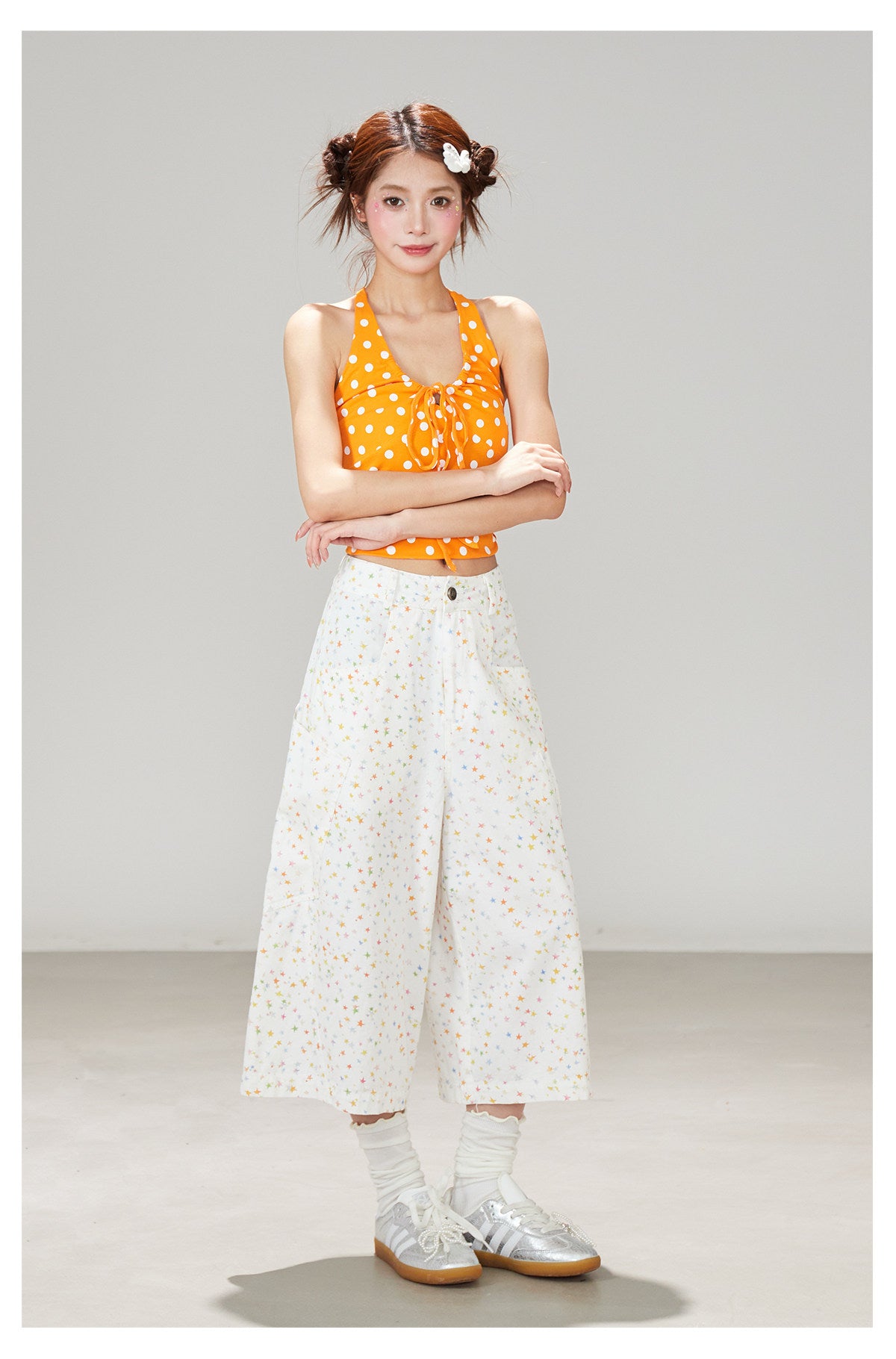 White Star Wide Leg Pants