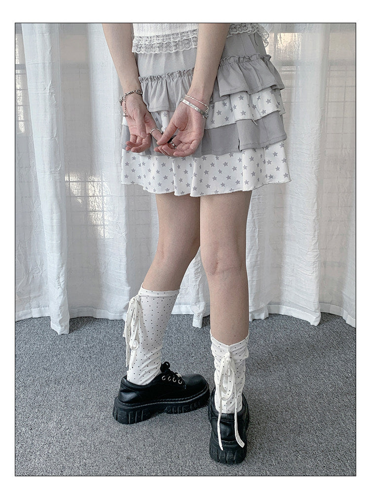 Polka Dot Star Tie Leg Warmers