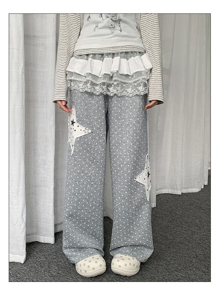 Star Patch Sweatpants — Grey Wide Fit