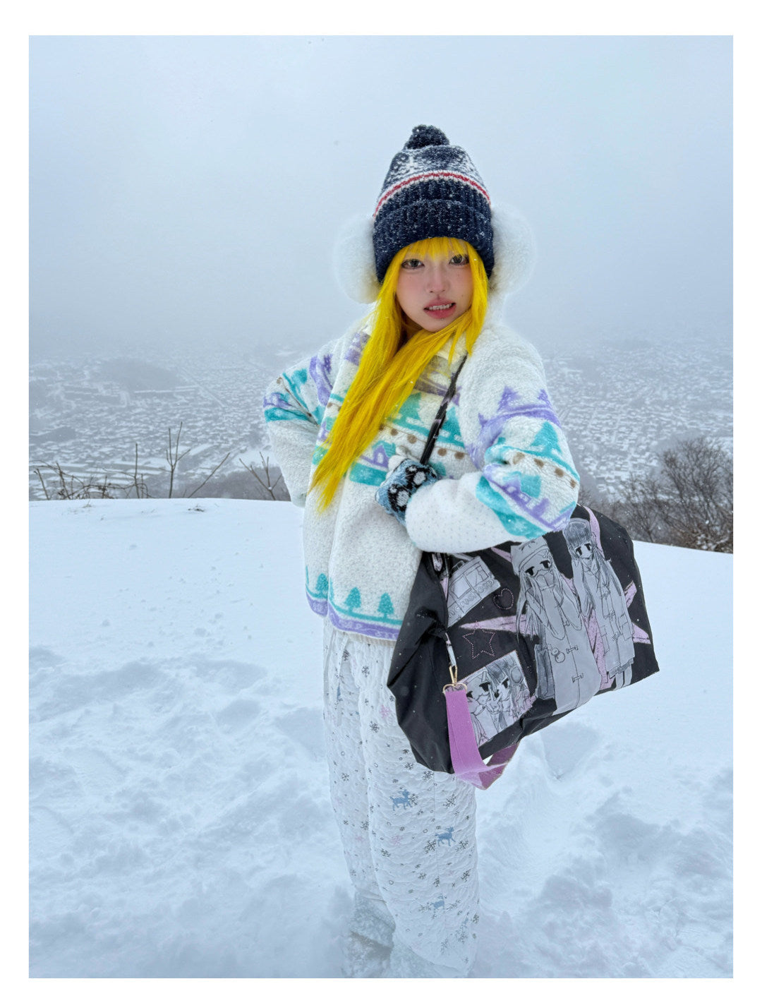 Winter Girl Padded Wing Tote Bag
