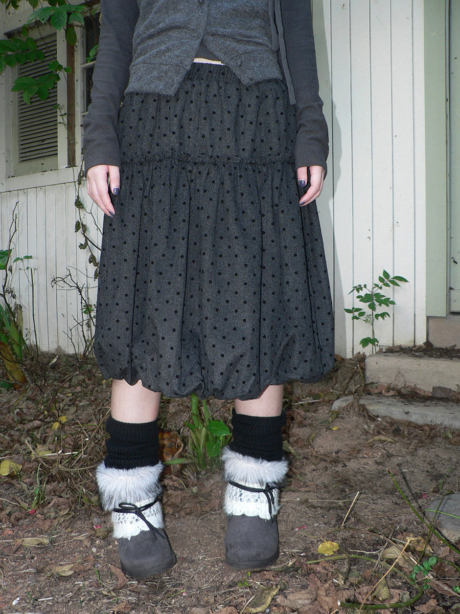 Polka Dot Balloon Midi Skirt