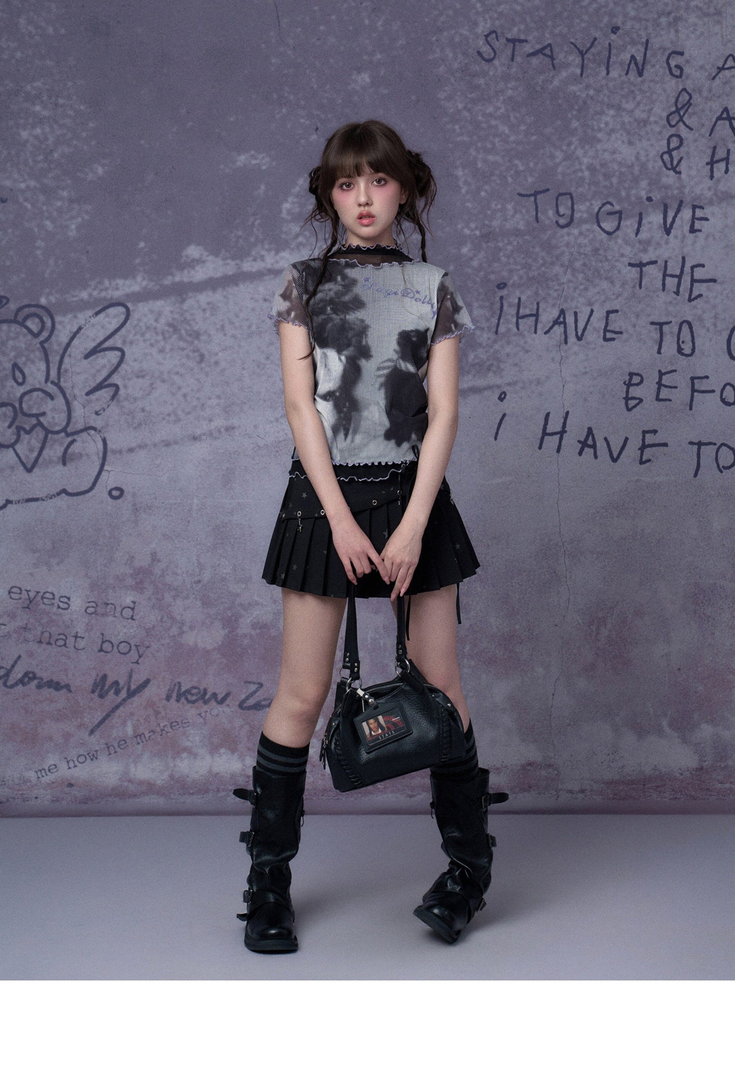 Midnight Cat Double-Layer Mesh Tee