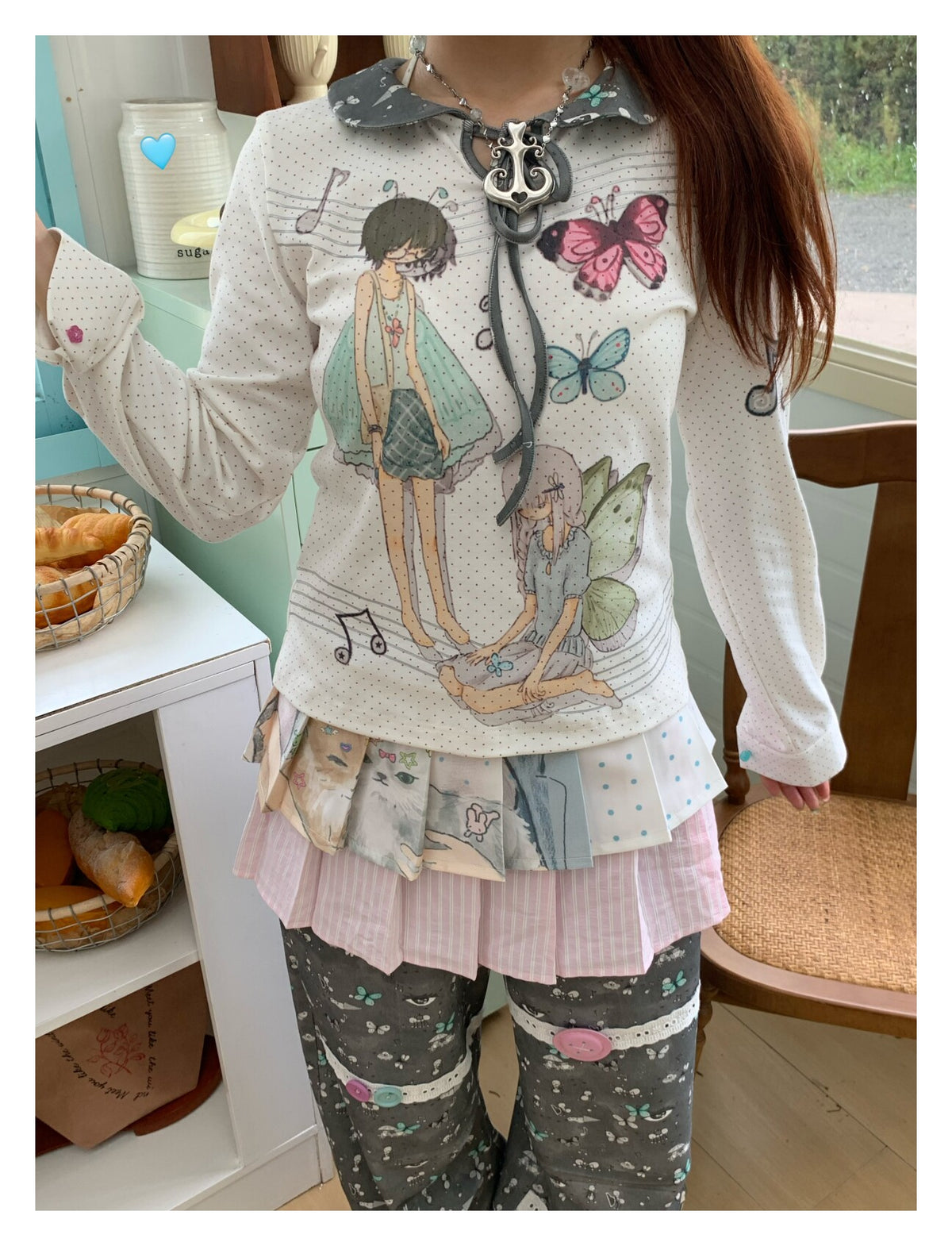 Pink Cat Double-Layer Layering Skirt