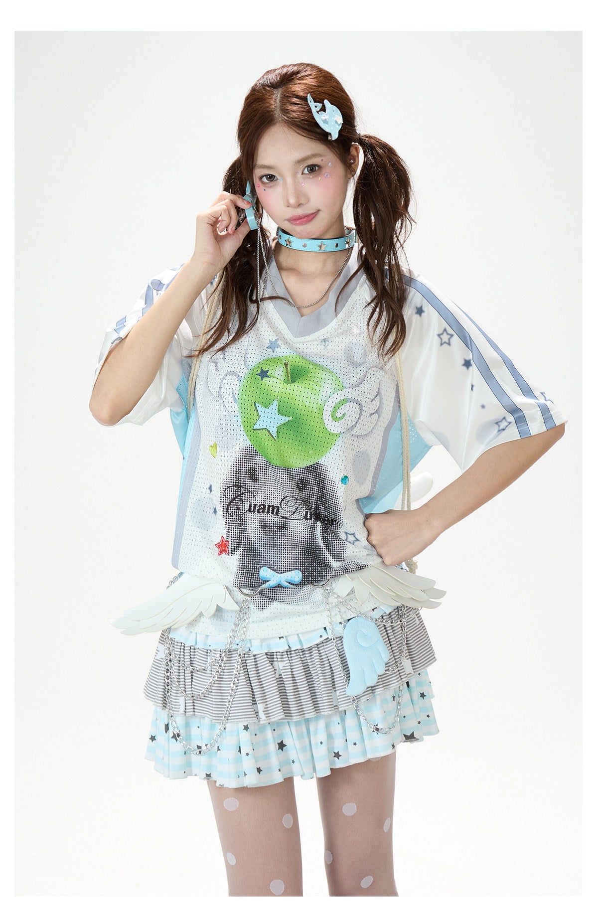 Angel Fruit Mesh Tee & Pink Camo Cargo Shorts