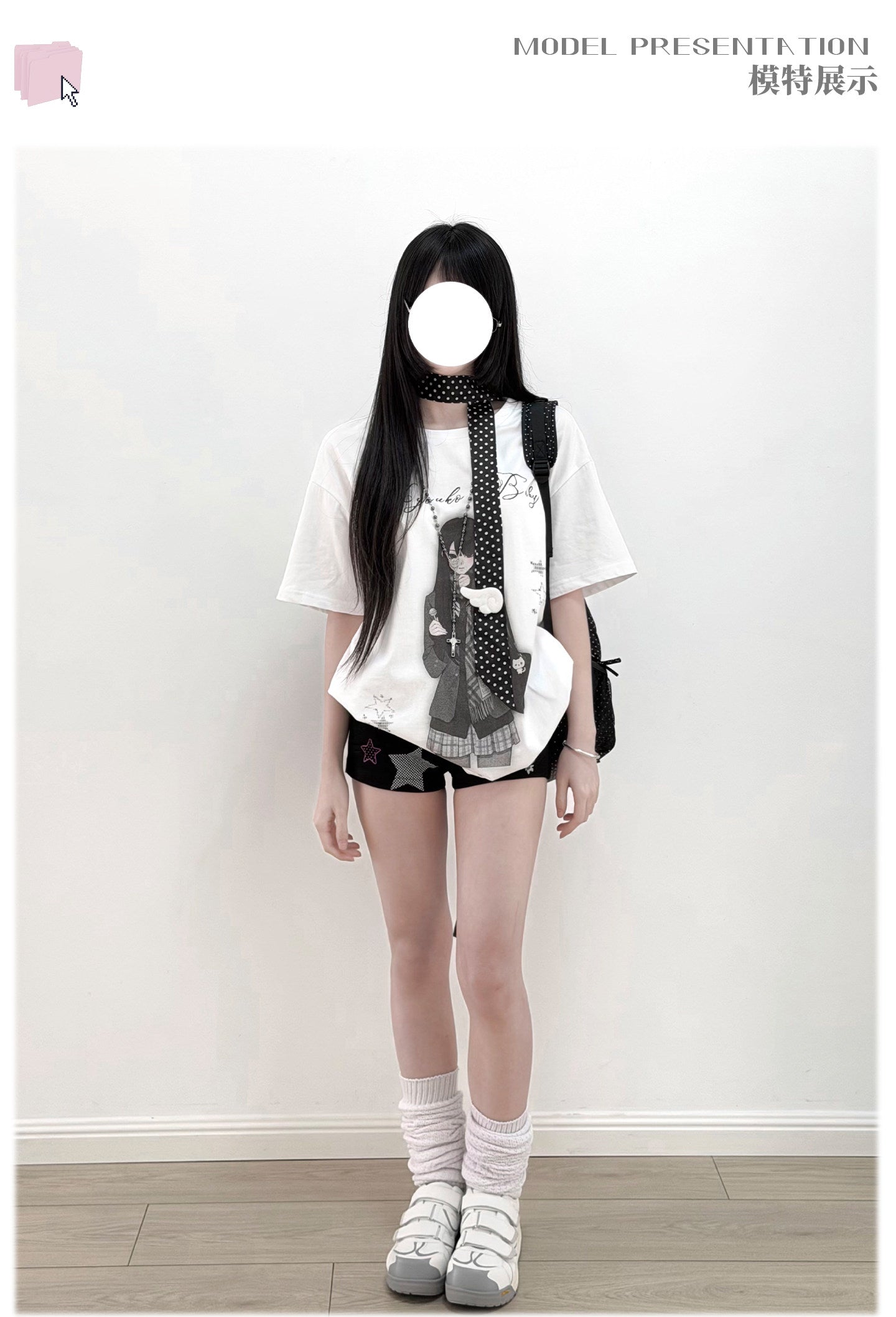 Room Doll Graphic Tee & Plaid Skirts