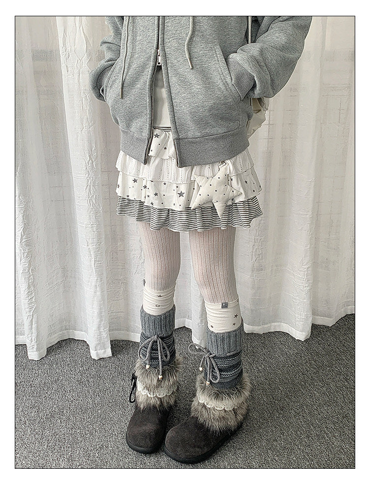Star Stripe Tiered Ruffle Mini Skirt
