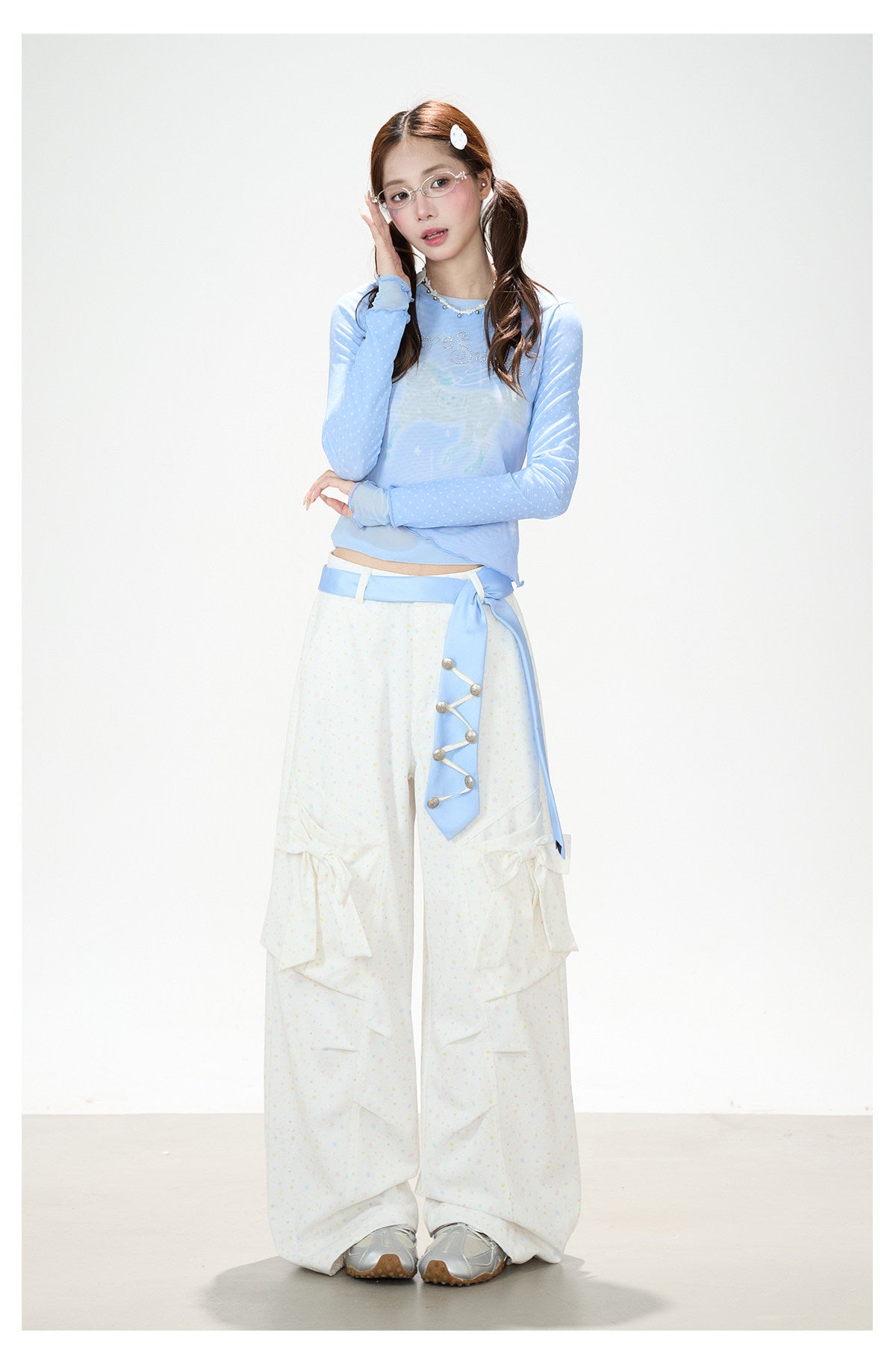 Dreamy Unicorn Mesh Long Sleeve Top & Soft Wide-Leg Pants