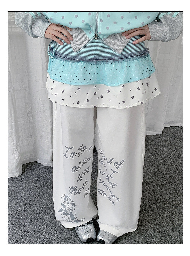 Star Polka Dot Patchwork Wrap Layering Skirt