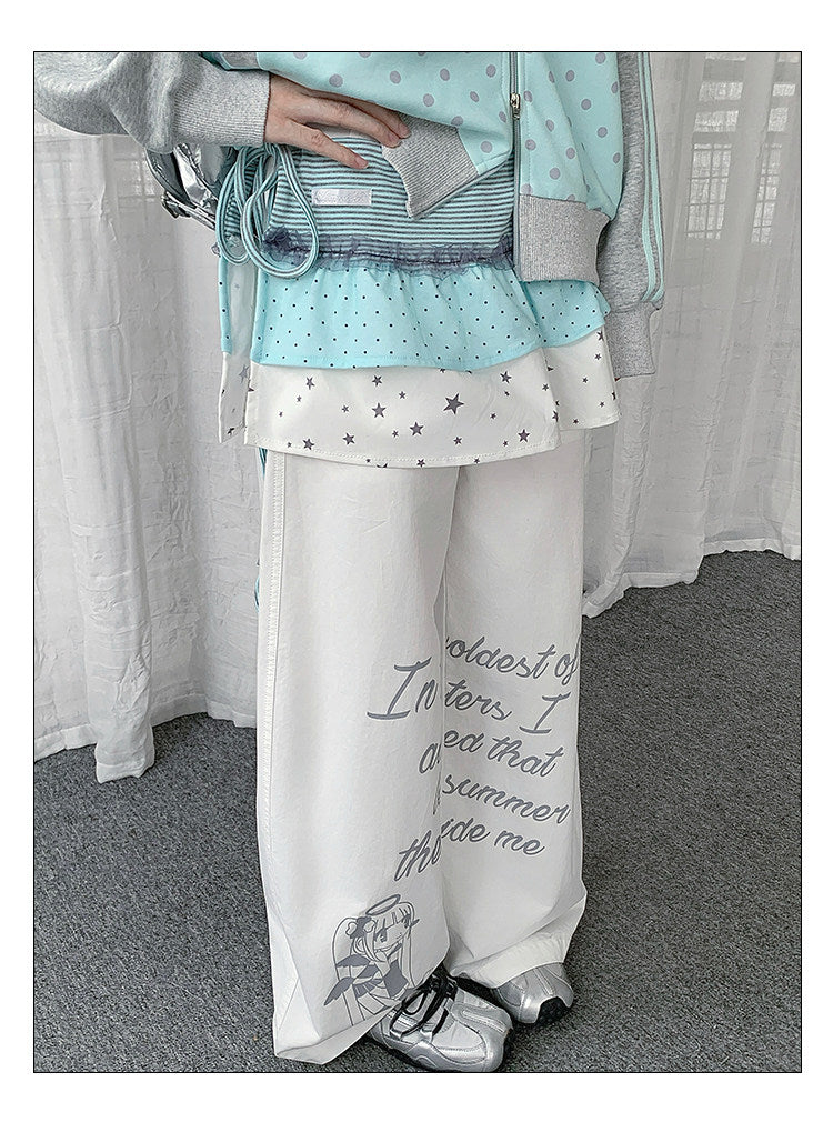 Star Polka Dot Patchwork Wrap Layering Skirt