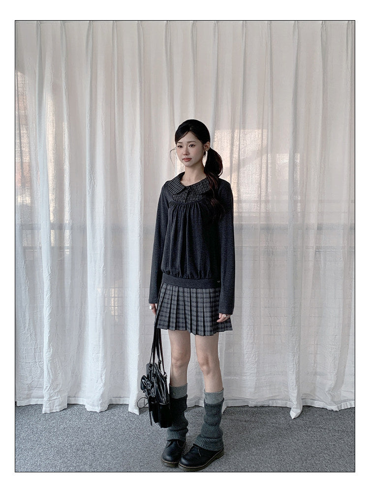 Wrap-Tie Plaid Pleated Mini Skirt