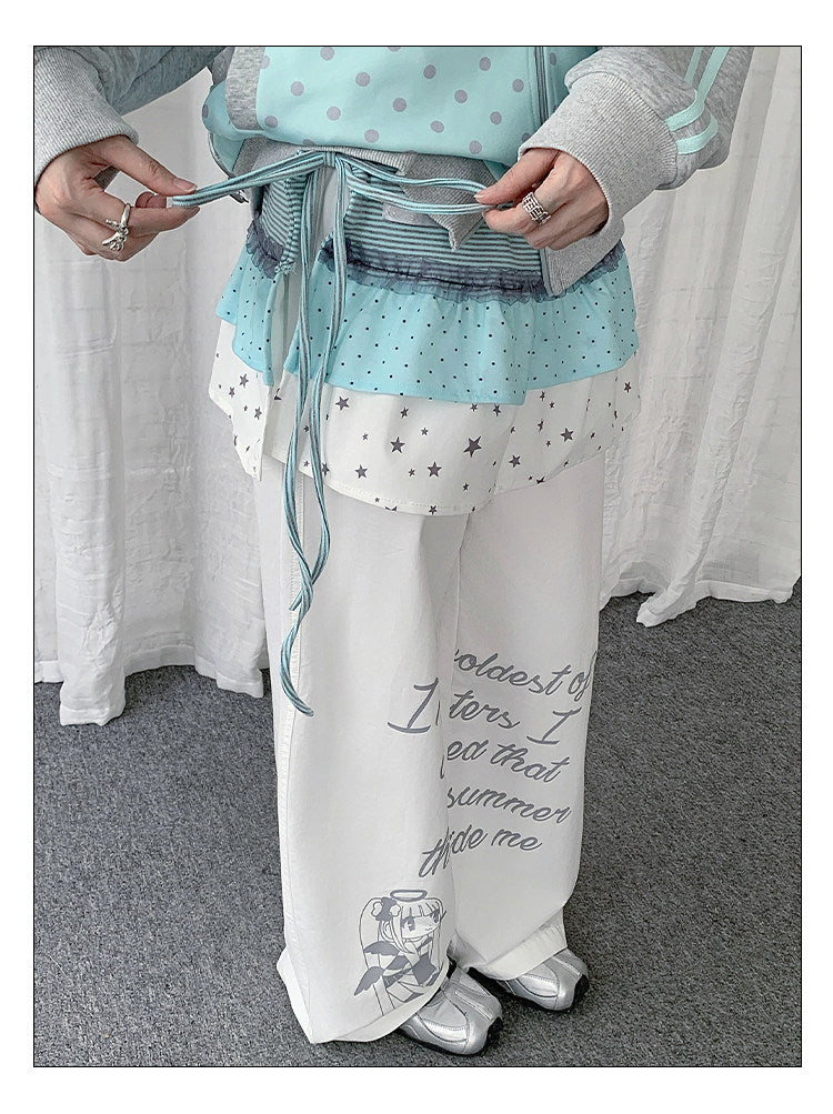 Star Polka Dot Patchwork Wrap Layering Skirt