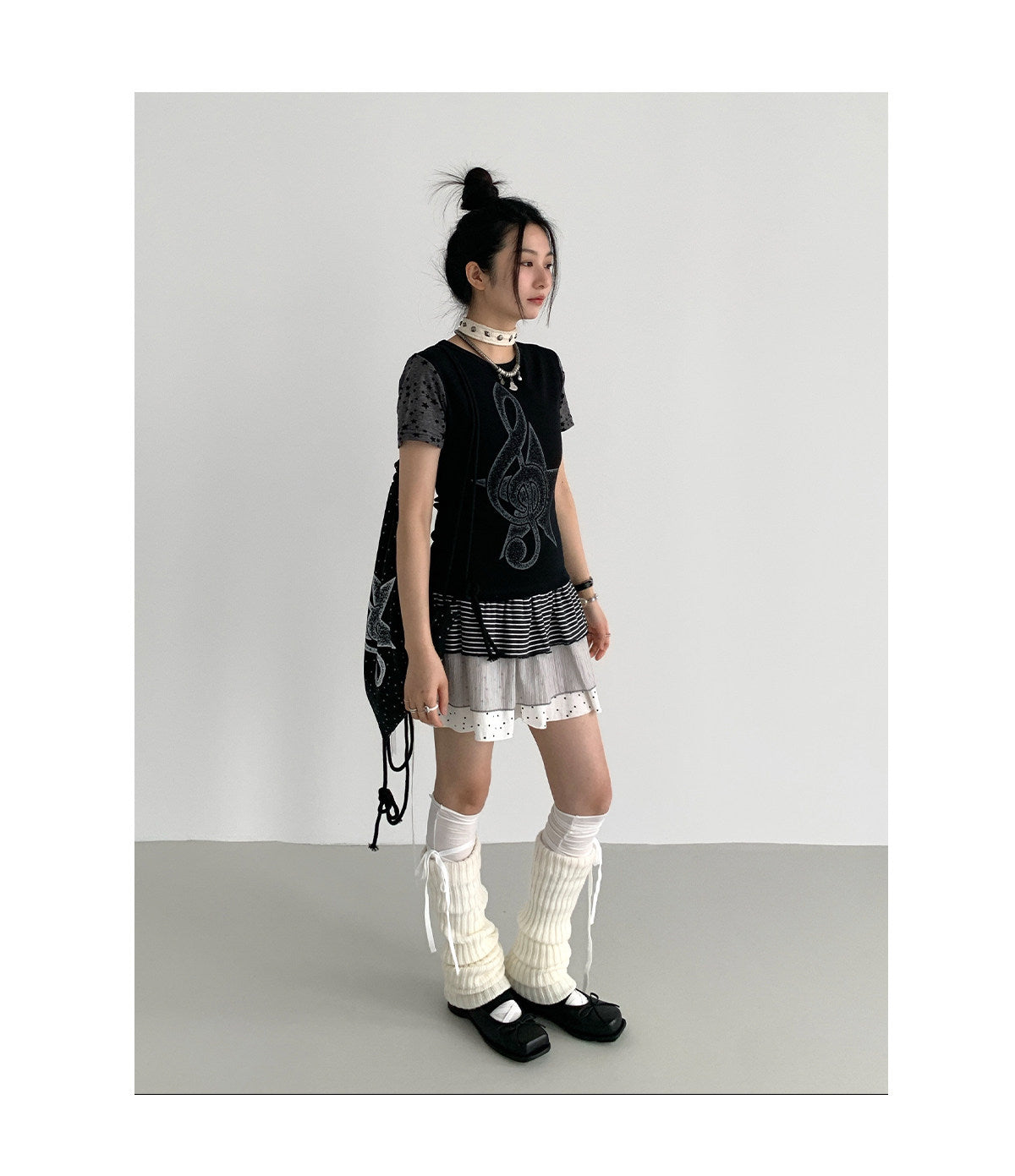 Trio Stripe Star Tiered Mini Skirt