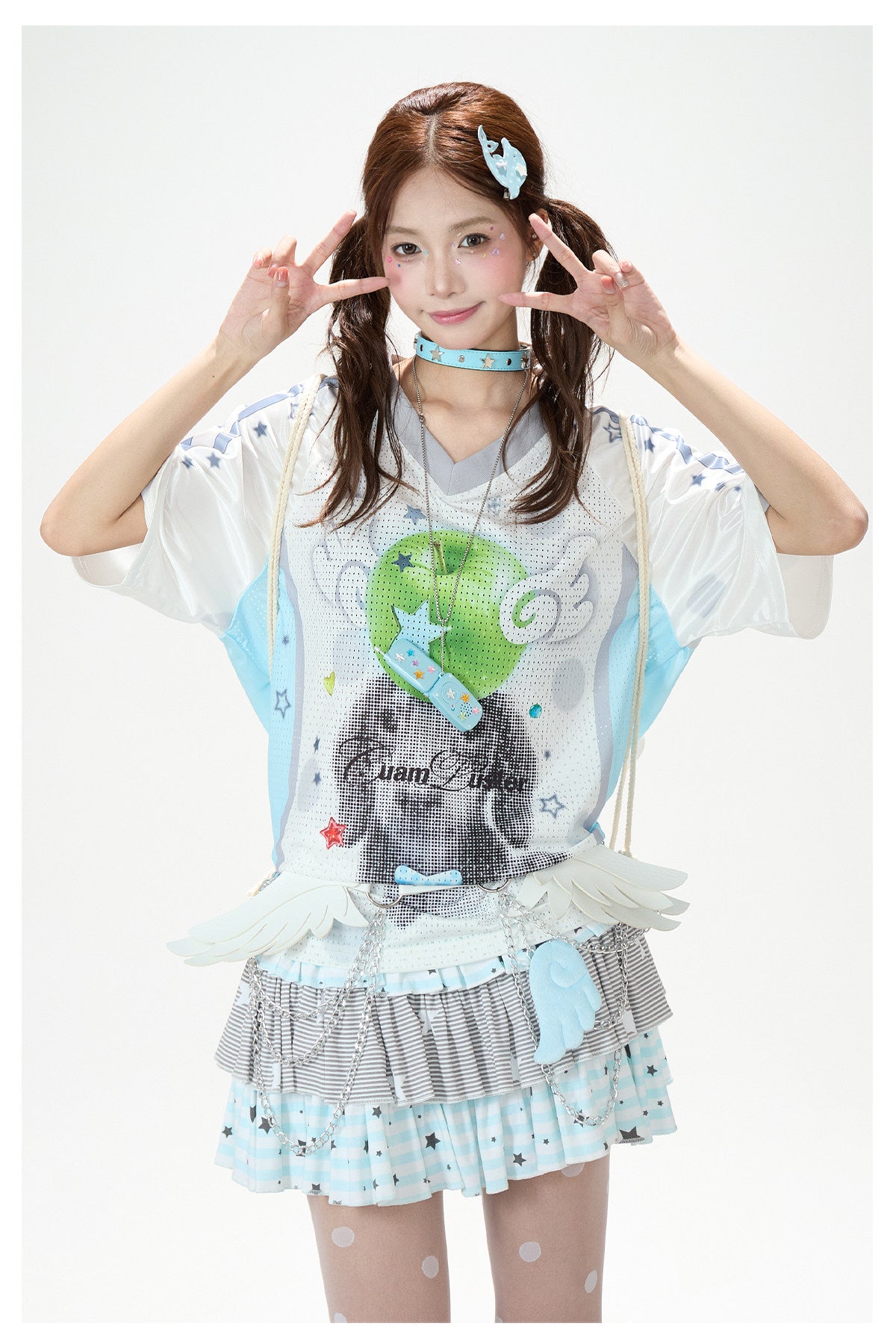Angel Fruit Mesh Tee & Pink Camo Cargo Shorts