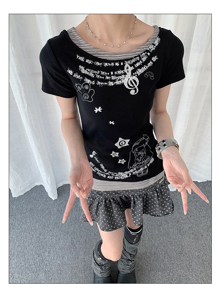 Midnight Melody Layered Graphic Tee