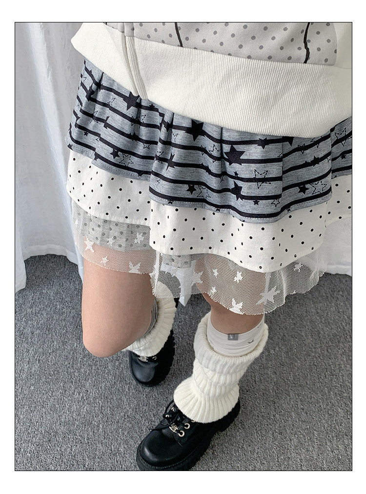 Star Lace Patchwork Layering Skirt