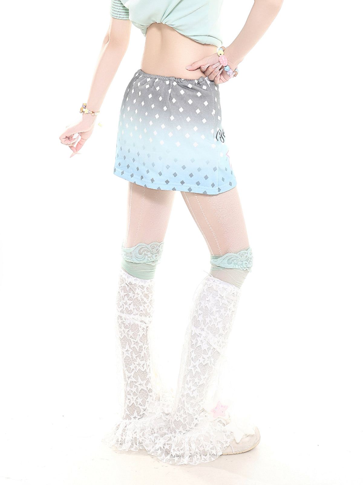 Pastel Kitten Graphic Mini Skort