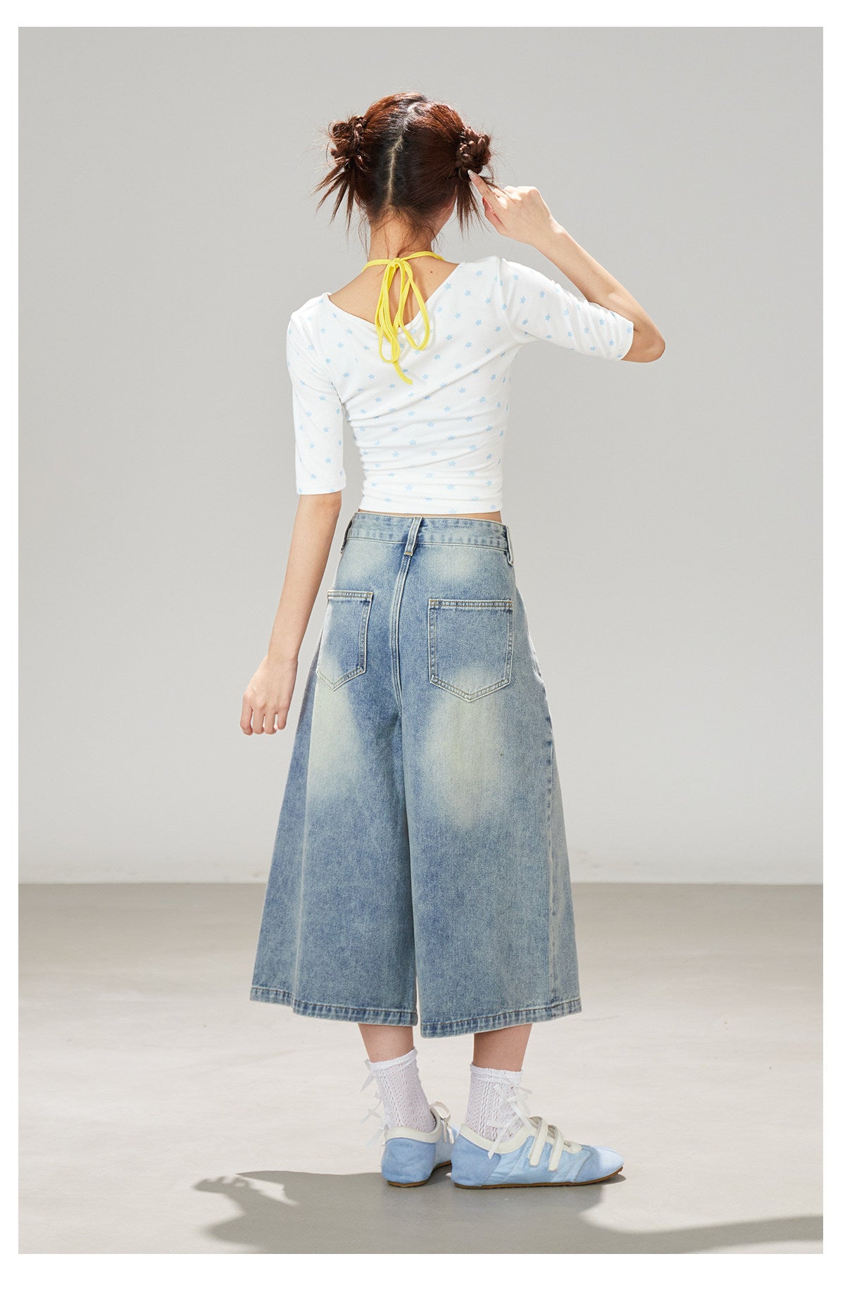 Blue Star Wide-Leg Denim Pants
