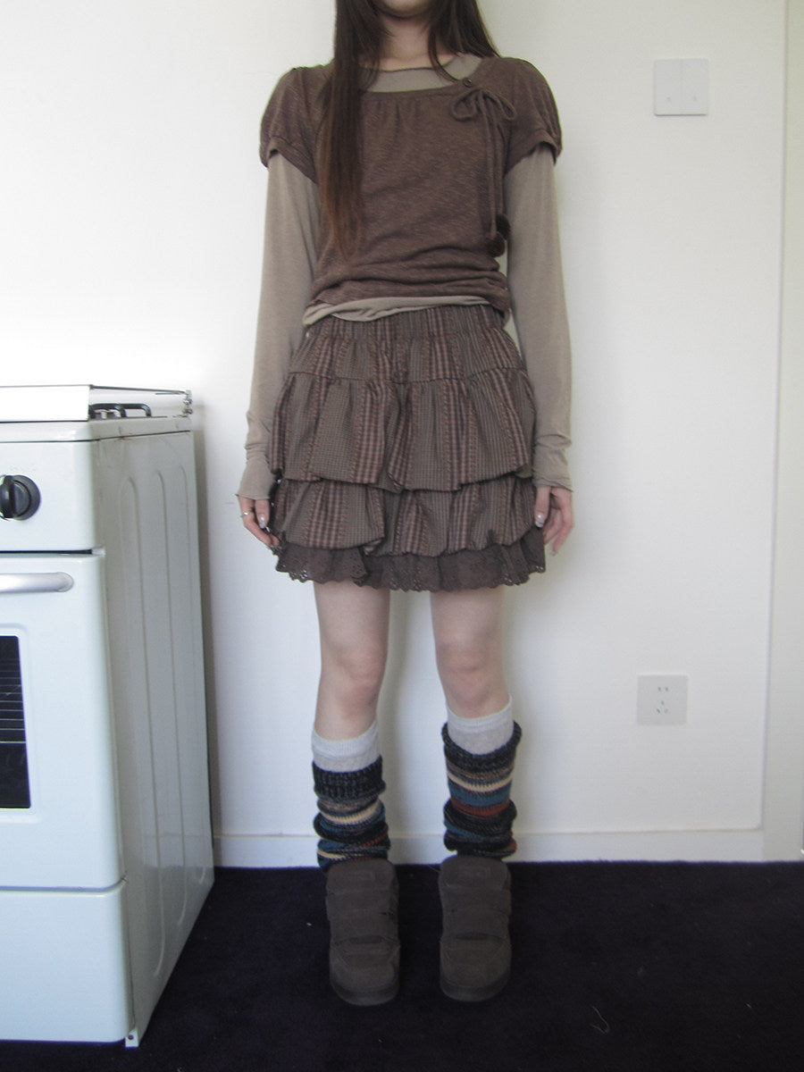 Plaid Layered Ruffle Mini Skirt