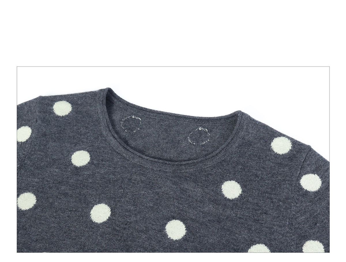 Polka Dot Wool-Blend Short Sleeve Knit Top