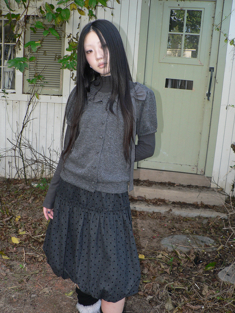 Bow-Detail Knit Cardigan & Long Sleeve Two-Piece Set