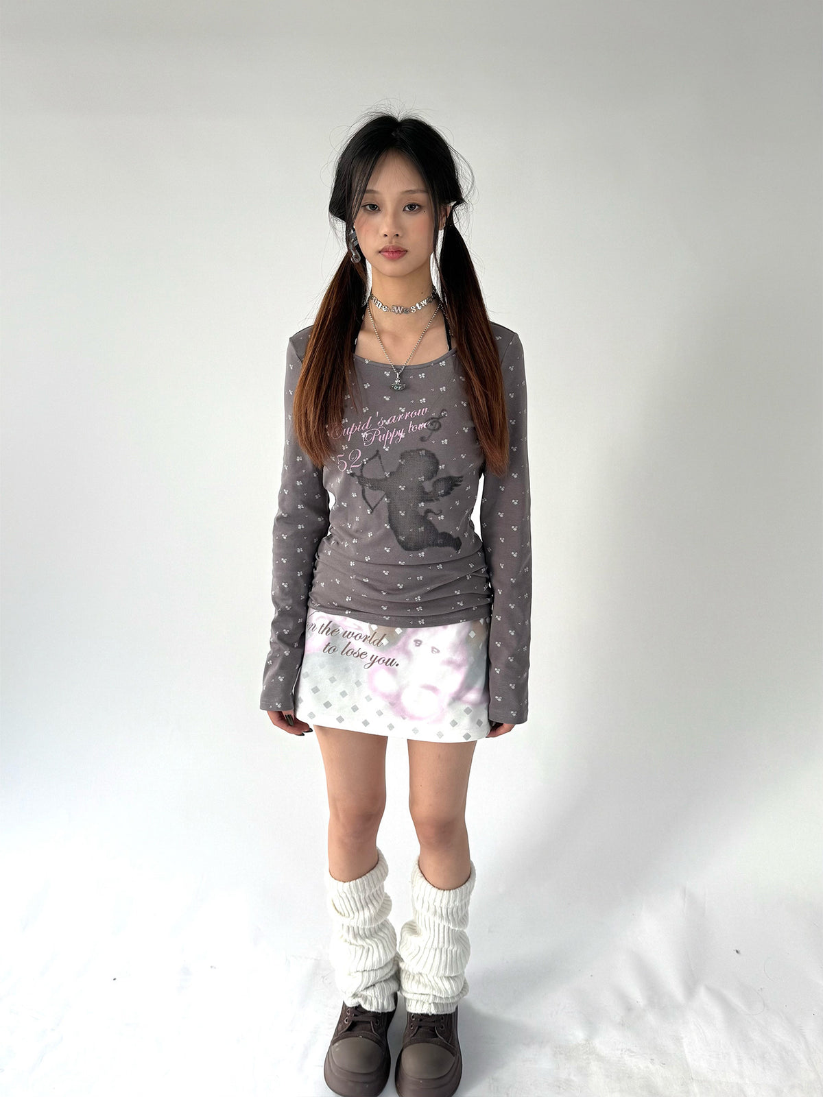 Dream Bunny Graphic Low-Rise A-Line Mini Skirt