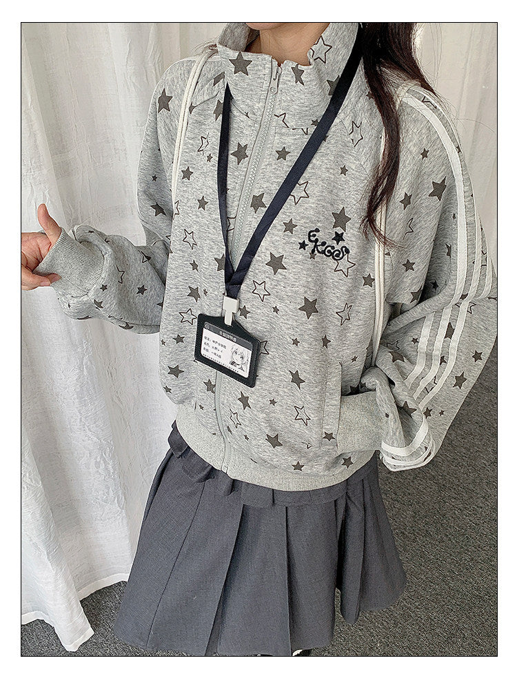 Allover Star Print Track Zip Jacket