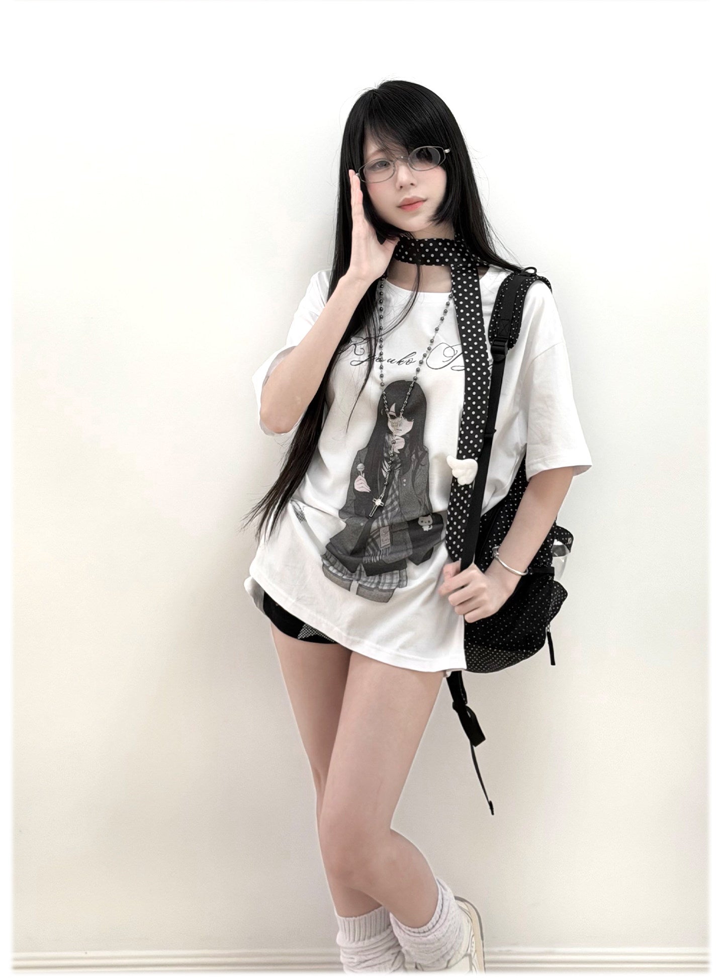 Room Doll Graphic Tee & Plaid Skirts