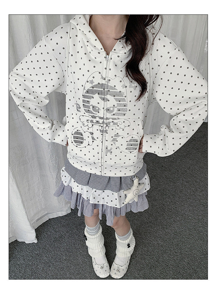Polka Dot Dream Planet Zip-Up Hoodie