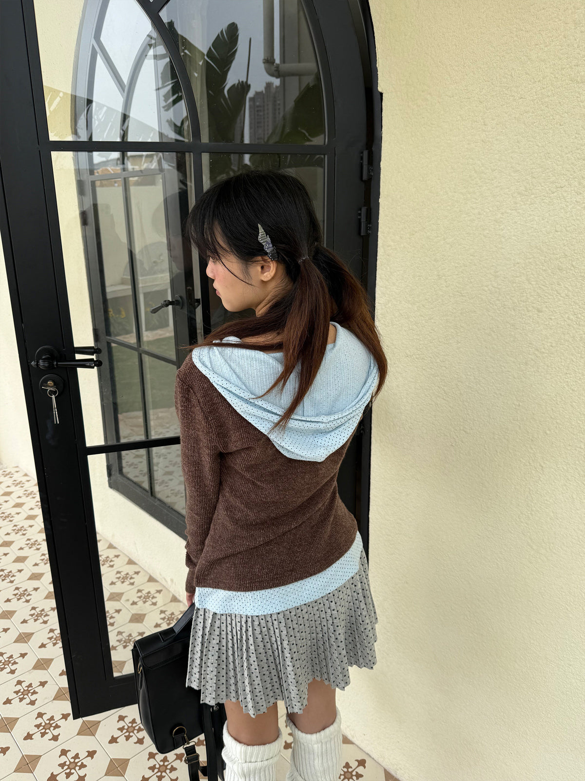 Asymmetric Music Note Faux-Layer Fitted Tee