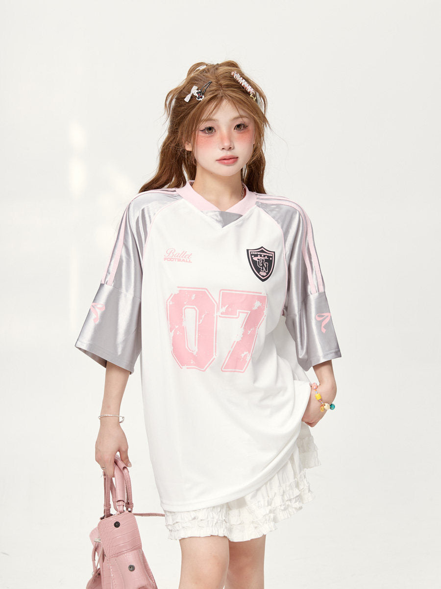 "07" Football-Trikot | Amekaji Girly Oversize T-Shirt