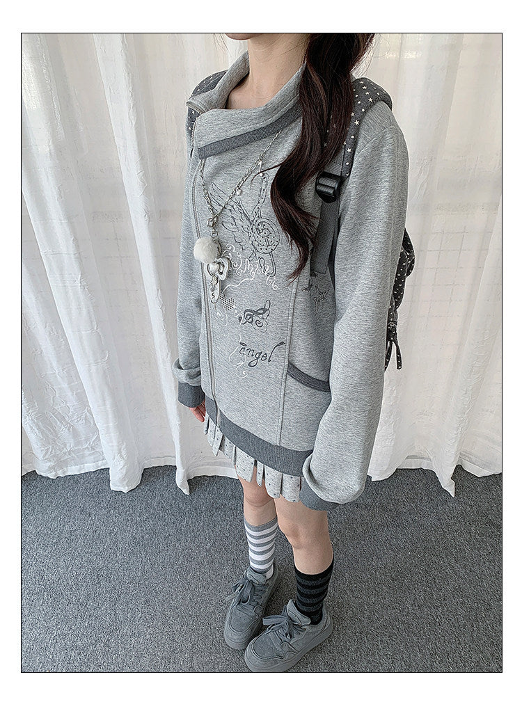 Music Angel Asymmetric Zip-Up Jacket