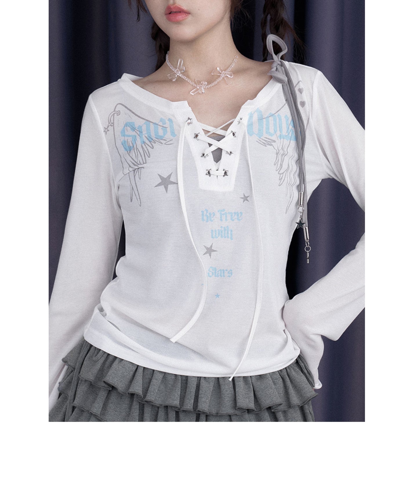 White Night Angel Wing Layered Top