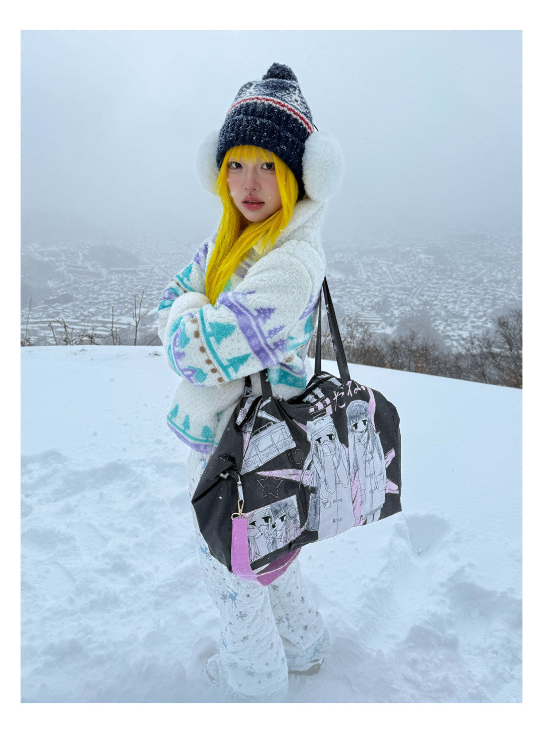 Winter Girl Padded Wing Tote Bag