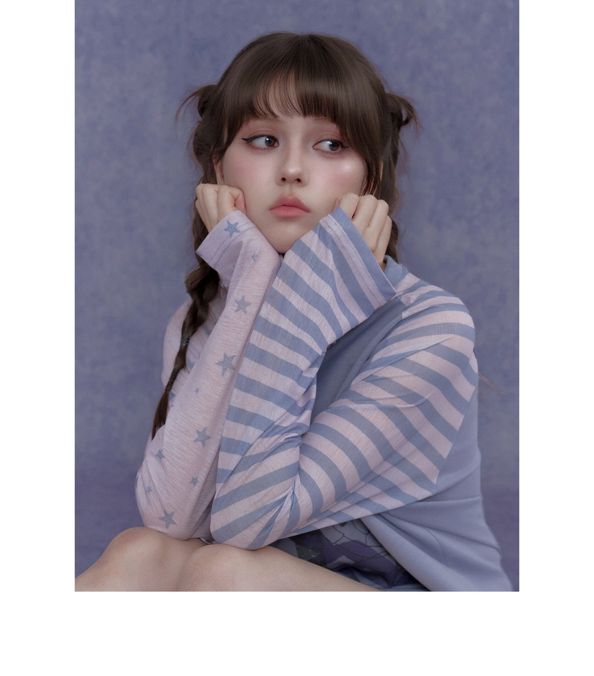 Lavender Star Stripe Raglan Graphic Long-Sleeve Tee