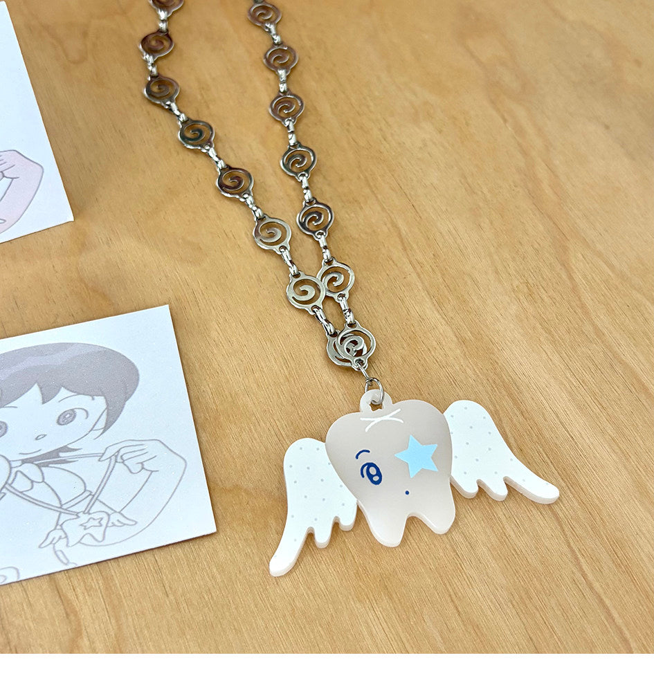 Please Take Care Angel Tooth Necklace