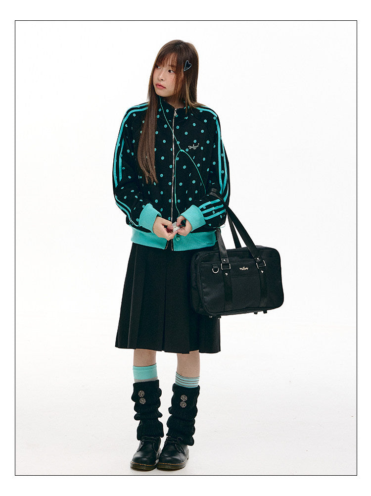 Mint Polka Dot Double-Zip Track Jacket