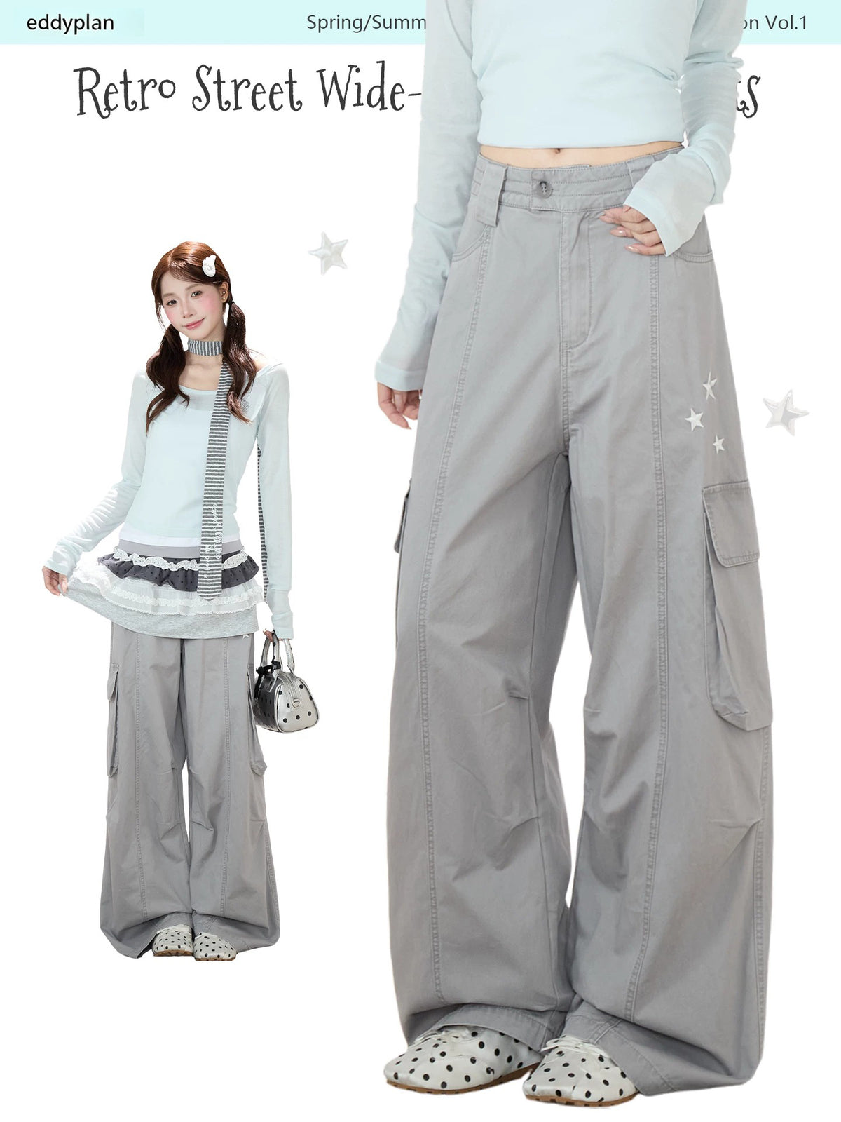 Star Deconstructed Wide-Leg Cargo Pants