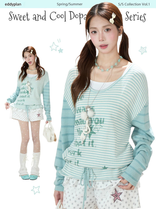 Star Stripe Knit Sweater & White Star Shorts