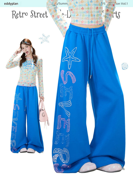 Starfish Rhinestone Wide-Leg Sweatpants