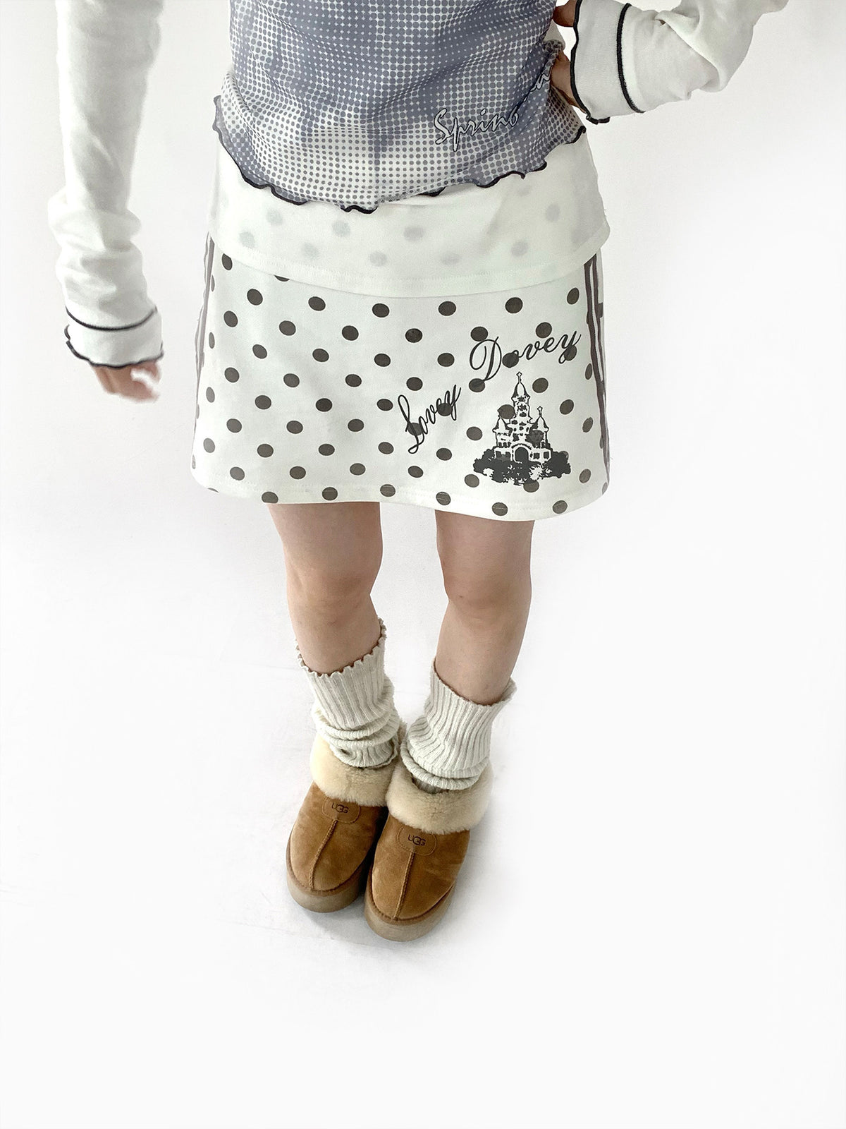 Polka Dot Dream Castle Low-Rise Mini Skirt
