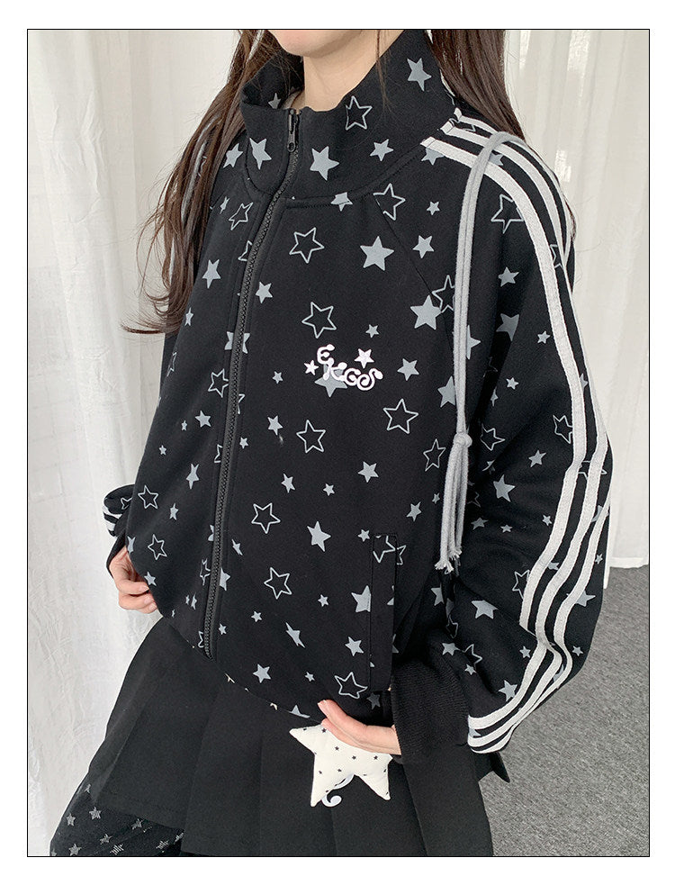 Allover Star Print Track Zip Jacket