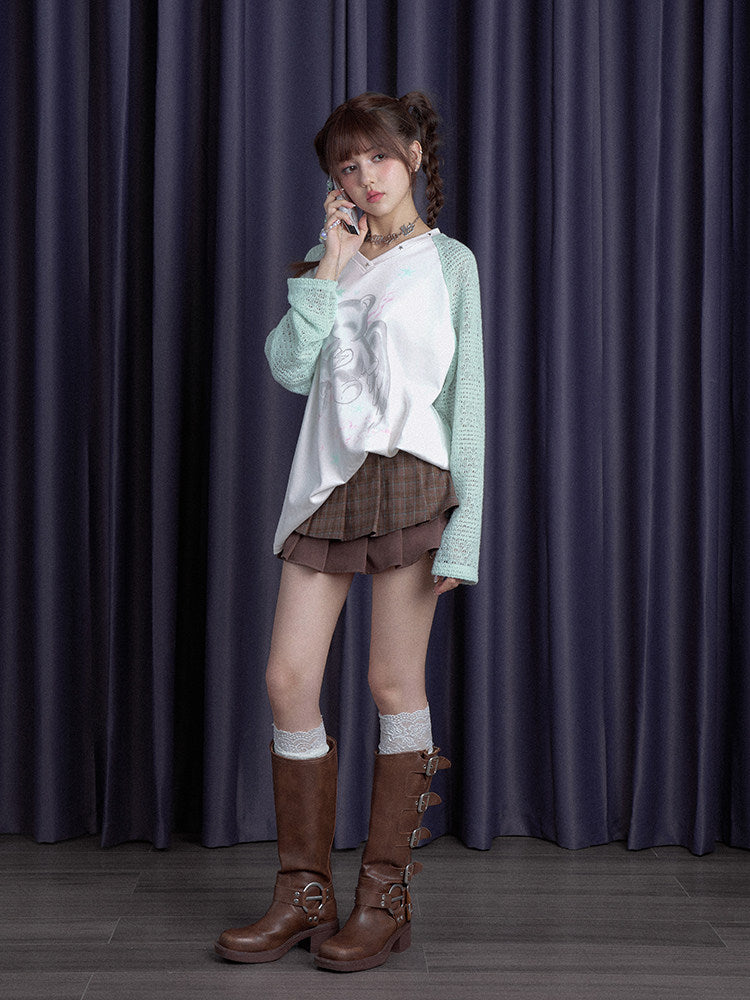 White Night Angel Wing Sheer Long Sleeve Top