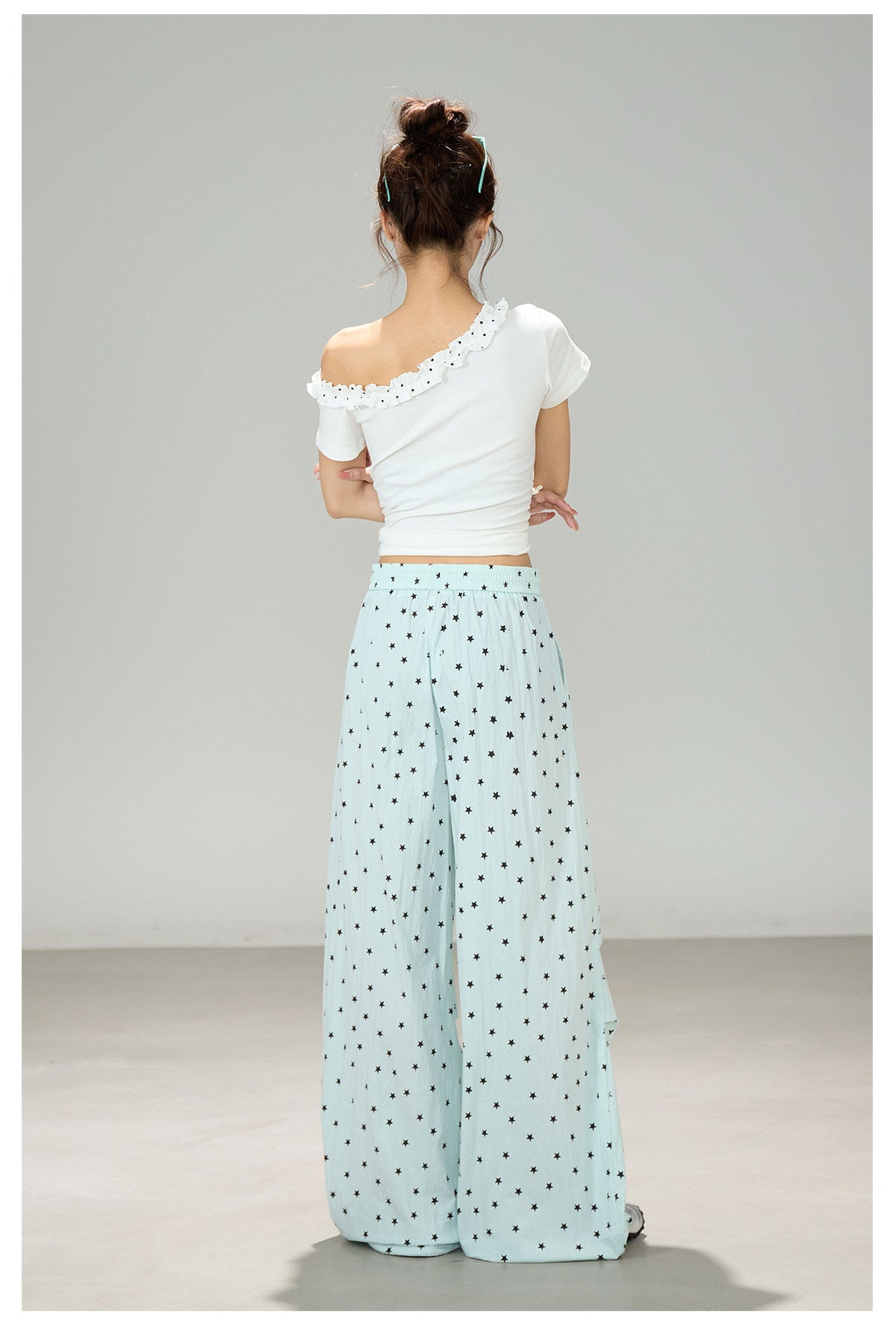 Light Blue Star Wide Leg Pants