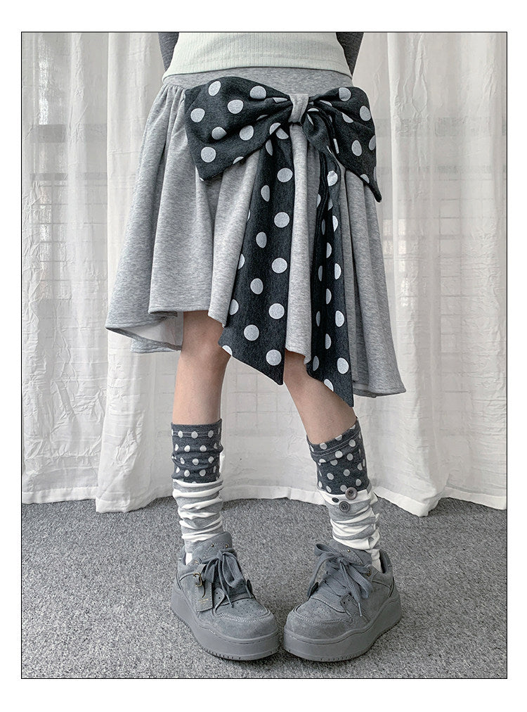 Polka Dot Stripe Button Slouch Leg Warmers