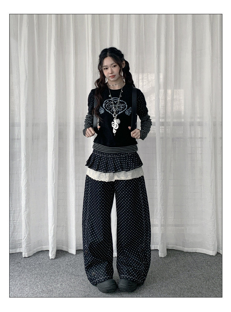 Angel Heart Stripe Layered Long Sleeve Top