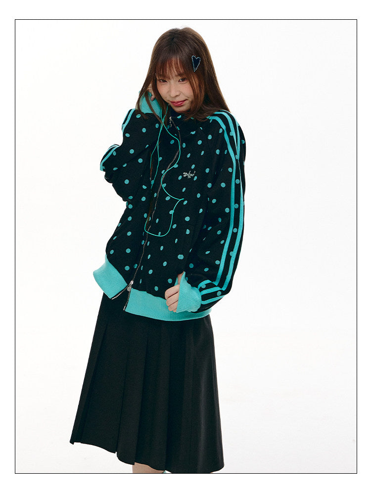 Mint Polka Dot Double-Zip Track Jacket