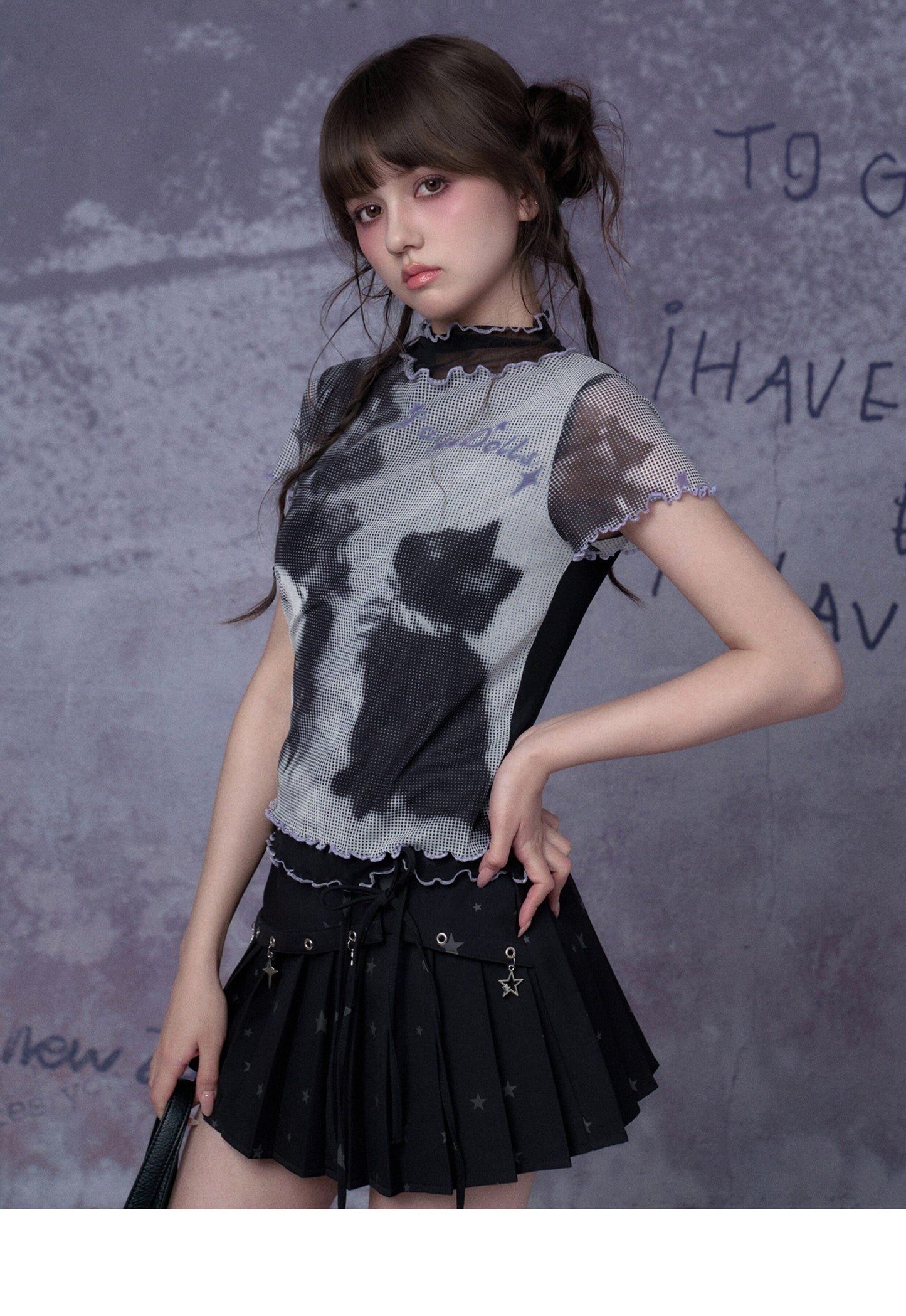 Midnight Cat Double-Layer Mesh Tee